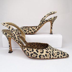 Manolo Blahnik Carolyne Slingback Pump Leopard 37